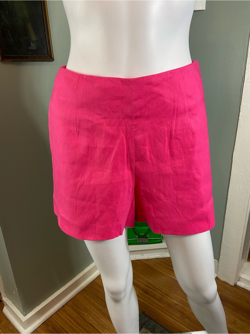 ANTONIO MELANI Bright Pink High Waist Linen Blend Shorts High Waist Size 2